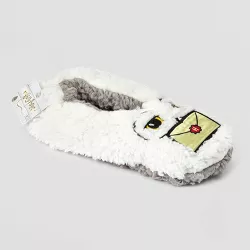 Women's Harry Potter Fluffy Hedwig Slipper Socks with Grippers - White M/L