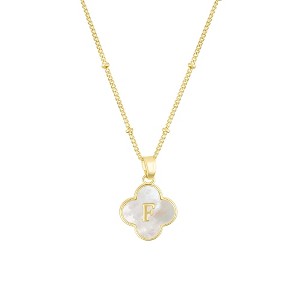 Adornia 14k Gold Plated Mother-of-Pearl Initial Clover Necklace - 1 of 1