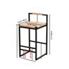 FONTOI 2PCS Hand Weave Counter Stools with Back&Footrests, Counter Height Bar Stools for Living Room Kitchen Island, Black&Brown, 14.96"*31.5"*15.35" - 3 of 4