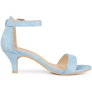BLISSFUL STEP Women's Open Toe Ankle Strap Kitten Heels Sandals - 1 of 3