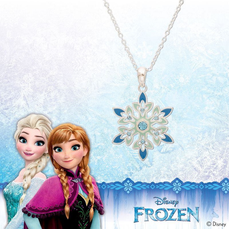 Disney Frozen Silver Plated Blue Crystal Snowflake Pendant Necklace, 18", 4 of 6