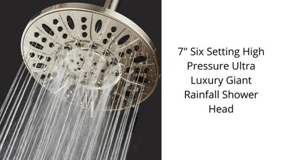 Brushed Nickel 7" Wall Mounted Rainfall Shower Head with Multiple Settings