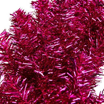 24" Pink Metallic Artificial Tinsel Christmas Wreath