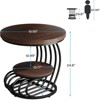 SEVOBAL End Tables Round Side Table Two Tier Storage with Metal Arc Frame for Living Room or Bedroom , Rustic Brown, 21.65"*31.5"*10.04" - 2 of 4