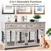 Dog Crate Furniture with Drawers, 58in Wooden Dog Kennel TV Stand, Furniture Style End Table with Storage, 2-Room Crate for Large Breeds Gray - 2 of 4