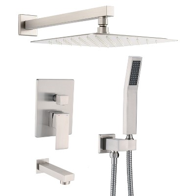 PROOX 2-Handle 3-Spray Wall Mount Tub and Shower Faucet with Handheld Shower Head