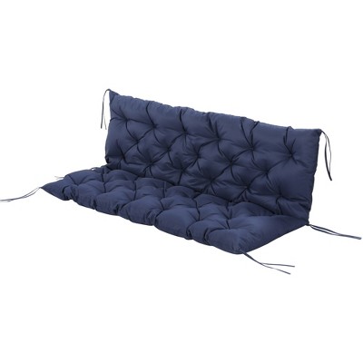 Dark Blue Tufted 3-Seater Outdoor Bench Cushion with Backrest