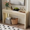 Modern Console Table with Storage Drawers, Farmhouse Entryway Table with Curved Edge for Hallway, Living Room, or Office – The Pop Home - 3 of 4