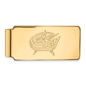 Black Bow Jewelry 14k Yellow Gold Plated Sterling Silver Columbus Blue Jackets NHL Money Clip - 1 of 3