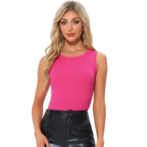 INSPIRE CHIC Women's Sleeveless Crew Neck Slim Fit Bodysuit - 1 of 4