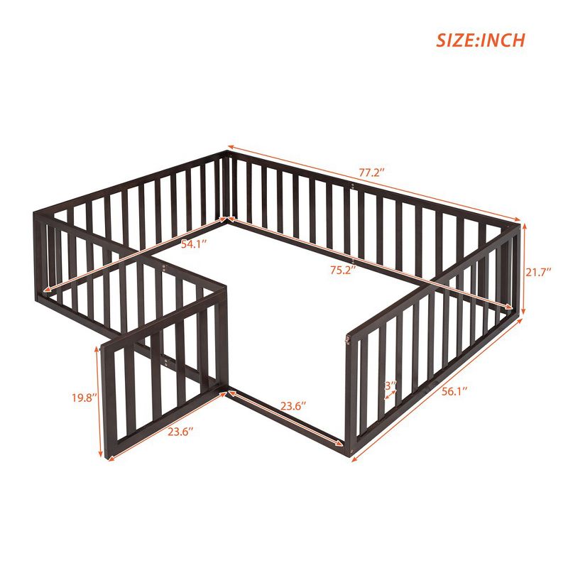 Full Size Bed Frame, Full Size Daybed Frame With Guardrail, Door, Solid Wood Frame Full Size Bed Frame, No Box Spring Needed, 5 of 7
