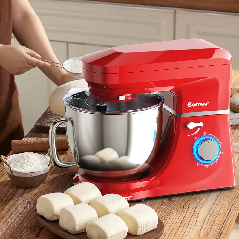 Costway 7.5 QT Tilt-Head Stand Mixer 6 Speed 660W with Dough Hook Beater White\Black\Red\Silver, 2 of 11