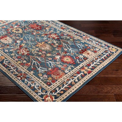 Aaden Blue Synthetic Stain-Resistant Square Area Rug