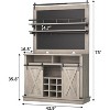 Acekool 75" Tall Farmhouse Coffee Hutch Bar Cabinet with Sliding Barn Doors, Large Kitchen Storage Hutch & Sideboard,Gray - 2 of 4