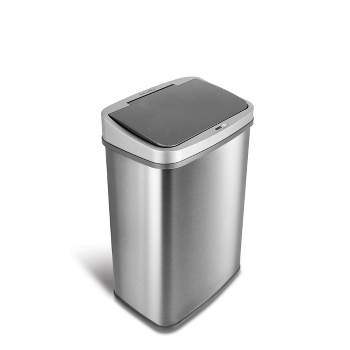 Rubbermaid Refine Stainless Steel Indoor Trash Can With Open Lid 15 Gallon  Silver (2147581) : Target