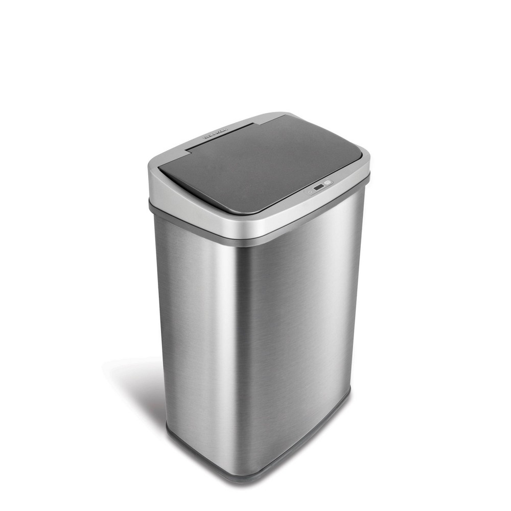 Nine Stars 13gal Motion Sensor Rectangular Shape Stainless Steel Trash Can Brushed Silver