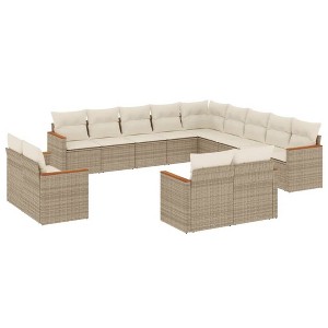 vidaXL Garden Sofa Set Beige PE rattan, powder-coated steel, polyester - 1 of 4