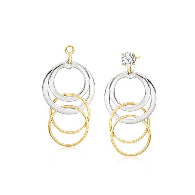 Ross-Simons 14kt Yellow Gold and Sterling Silver Circle Drop Earring Jackets