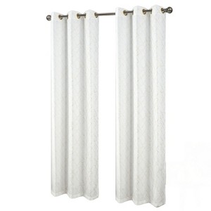 RT Designers Collection Soho Foil Jacquard Polyester Grommet 2 Pack Window Curtain Panel Set 36" x 84" White/Gold - 1 of 4
