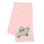 Lambs & Ivy Sea Dreams Cozy Pink Fleece Turtle Applique Baby Blanket