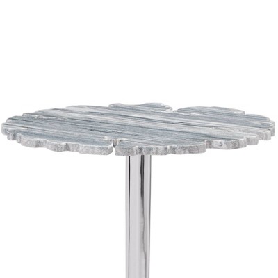 Polly 18'' Chrome Gray Marble Round Occasional Table