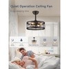 Aoibox 16.5 Inch Black Caged Ceiling Fan with Light, Industrial Style, Remote Control, 6 Speed, Timing, for Kitchen, Bedroom, Outdoor - 2 of 4