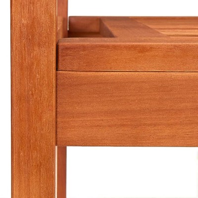 Eucalyptus Wood Medium Tone Outdoor Patio Bench with Backrest