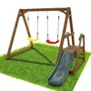 DSVIMOY Swing Set for Backyard, 2-in-1 Outdoor Swing Set with Slide, Climbing Rope Ladder, Kids Backyard Playset, Natural, 98.8"*94.5"*65.9" - 2 of 4