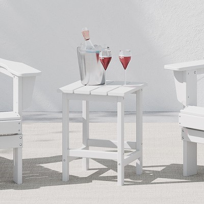 White HDPE Square Outdoor Adirondack Side Table