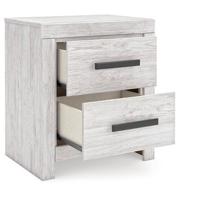 Whitewash Transitional 2-Drawer Nightstand