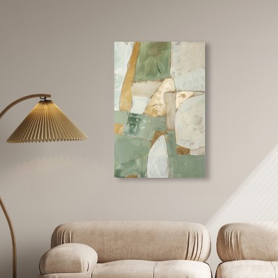 Elegant Sage Green and Gold Abstract Canvas Wall Art, 36" x 24"