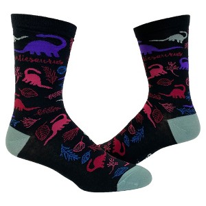 Crazy Dog T-Shirts Women's Auntiesaurs Socks Funny Dinosaur Flowers Plants Aunt Family Graphic Novelty Footwear - 1 of 4