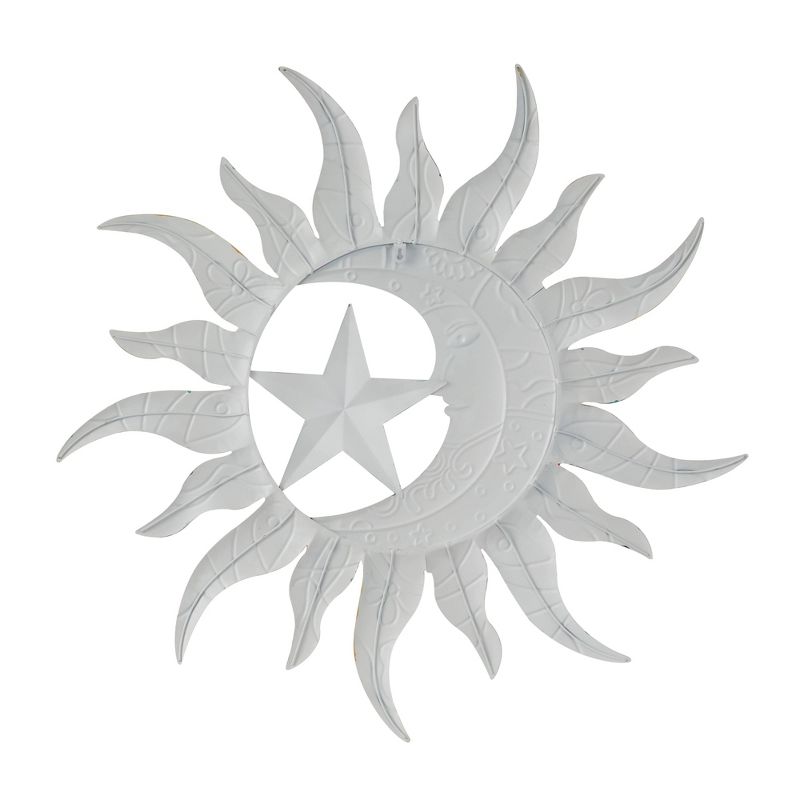 Metal Sun and Moon Indoor Outdoor Wall Decor with Abstract Patterns Green - Olivia &#38; May, 5 of 10