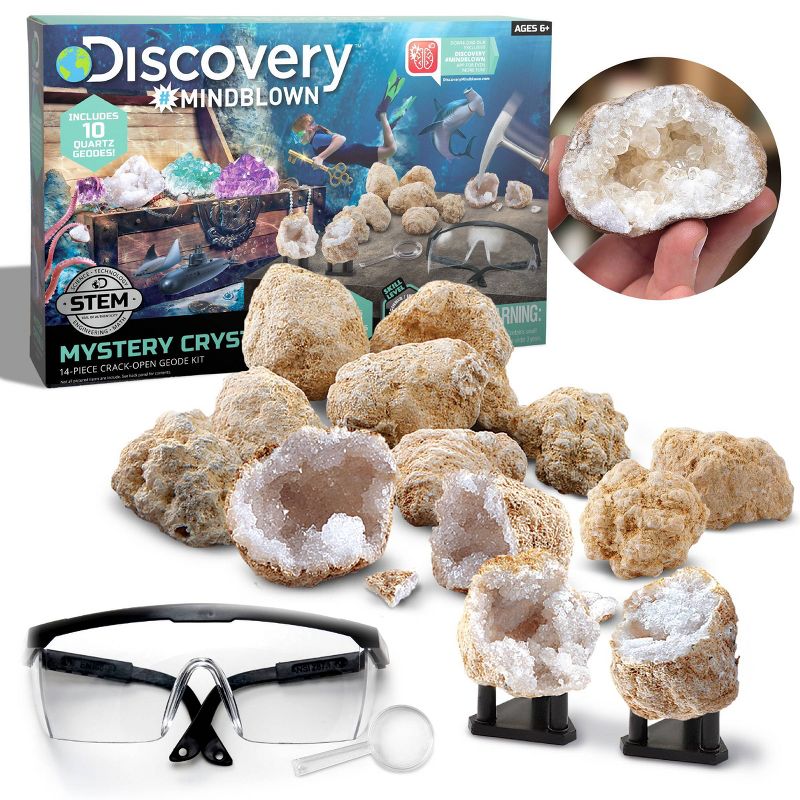 Discovery #Mindblwon Mystery Crystals 14pc Crack-Open Geode Kit, 1 of 10