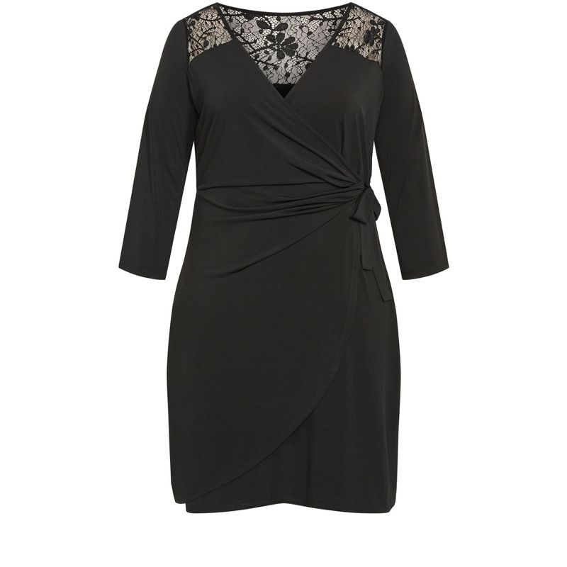 Women's Plus Size Deanna Wrap Lace Dress - black | AVENUE, 3 of 4