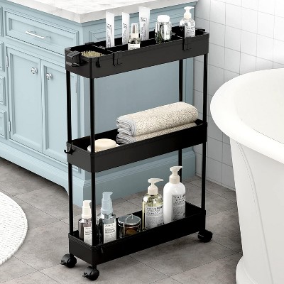 YIGII Slim Storage Cart 3 Tier,Bathroom Organizer Rolling Utility,Mobile Shelving Unit Slide Out for Kitchen, Laundry Room & Narrow Places