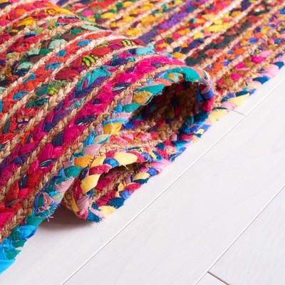 Colorful Natural Cotton Braided Runner Rug, 2'3" x 9'