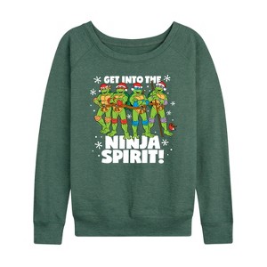 Women's - Teenage Mutant Ninja Turtles - Get Into The Ninja Spirit Lightweight French Terry Wide Neck Long Sleeve Shirt - 1 of 4