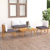vidaXL 4-Piece Patio Lounge Set - Solid Acacia Wood Outdoor Furniture with Cushions and Coffee Table for Garden, Terrace, Patio. - 2 of 4