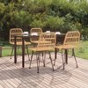 vidaXL Garden Dining Set Black Steel, Polyethylene, Tempered Glass Medium - Brown 55.1" Table Length 4 Items - 2 of 4