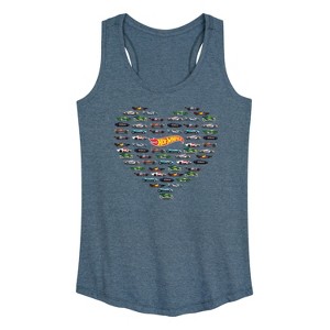 Women's - Hot Wheels - Valentine's Hot Wheels Heart Graphic Racerback Tank - 1 of 4