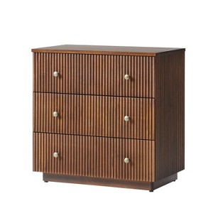 Sara 3-Drawer Modern Nightstand with Built-in Charging Station|ARTFUL LIVING DESIGN-WALNUT - 1 of 4