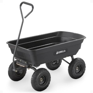 Gorilla Carts Poly Garden Dump Cart with Easy to Assemble Steel Frame, Camping Beach Wagon w/Quick Release System, 600 Pound Capacity, & 10 Inch Tires - 1 of 4