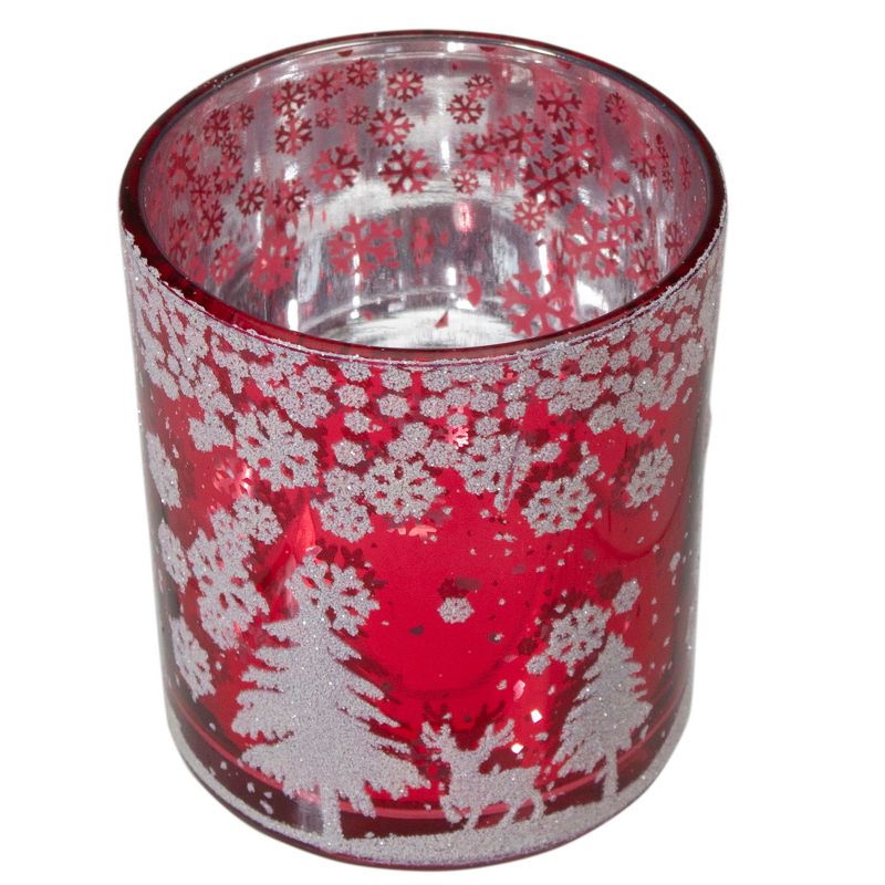 Northlight 3" Red and Shiny Silver Deer in Winter Woods Flameless Glass Candle Holder, 3 of 6