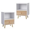 DOMETOUR Set of 2 Low Foot Bedside Table with Drawer Storage Compartment - 2 of 4