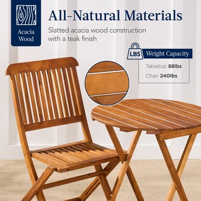 Elegant Acacia Wood 3-Piece Bistro Set with Teak Finish