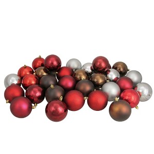 Northlight 32ct Shatterproof Christmas Ball Ornament Set 3.25" - Red/Gray - 1 of 1