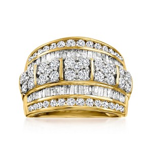 Ross-Simons 2.00 ct. t.w. Round and Baguette Diamond Multi-Row Ring in 14kt Yellow Gold - 1 of 4