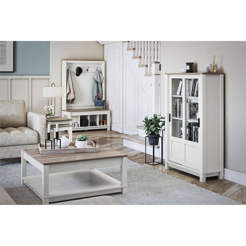 51.2&#34; Sandlin Rustic Bookcase Cabinet with Sliding Glass Doors White - Room &#38; Joy, 4 of 12