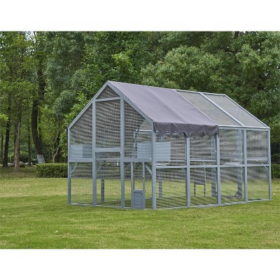 Amber Sports Outdoor Cat House Cat Enclosures 110" Large Kitten Playpen with Platforms,Upgrade Waterproof Cover-Grey